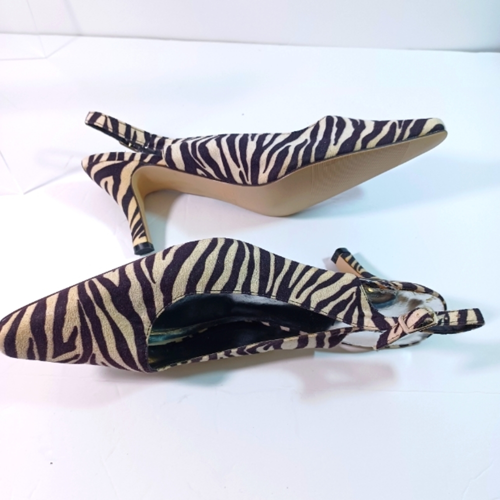 Jewels by Jade, Zebra animal print Slingback Pumps, Size 9W" Black/White - Picture 6 of 12